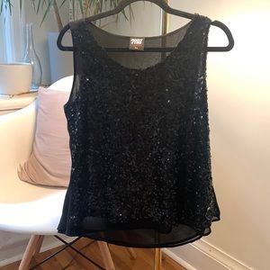 Sequin sheer backed tank top